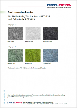 Farbmusterkarte PET G19 25