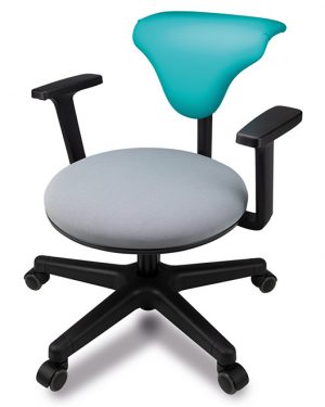 Erzieherstuhl Neflex Kombi mit Armlehnen graumeliert türkis